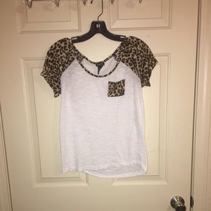 Rue 21 - White & Cheetah Print Shirt